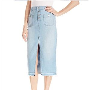7 For All Mankind Button Front Midi Denim Skirt